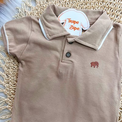  Conj. Body Gola Polo e Bermuda em Linho - Areia